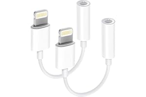 DAIRLE [Apple MFi Certified] 2 Pack iPhone 3.5mm Headphone Adapter, Lightning to 3.5mm Earphone Jack Adapter Aux Audio Dongle Converter for iPhone 14/13/12/11/11 Pro/XR/X/XS/8/7 (2 pcs)
