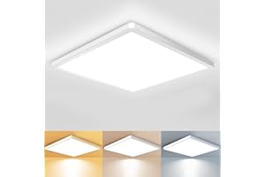 ‎ZEMTY zemty LED Deckenleuchte Flach 28W 29.5cm, 3000K/4000K/6500K Deckenlampe Eckig Panel 3Farben Ultra Dünn Lampen Deckenlampen IP44 Wasserdicht Badezimmer Modern Lampe Decke für Bad Schlafzimmer Küche Flu