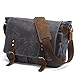 Produktbild Y-DOUBLE Wasserdicht Vintage Canvas Leder Messenger Bag Umhängetasche Aktentasche Schultertasche 14 Zoll Laptoptasche Notebooktasche aus Canvas und Leder