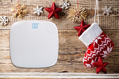 RENPHO ®Digitale Personenwaage aus ABS Kunststoff (weiß), sehr große Trittfläche (36x36x2,5cm), 190kg/0,1kg , große LCD- Ziffern, Inkl. Batterien - 5