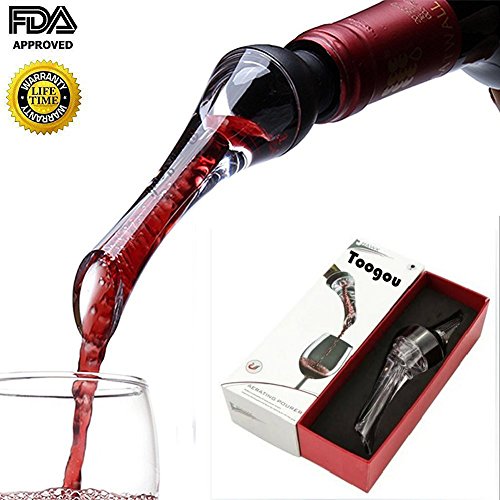 toogou Wein Luftsprudler Ausgießer – PREMIUM Belüften Ausgießer rot und weiß Wine Breather Dekanter Auslauf schwarz schwarz