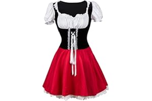 KUOSE Ladies French Halloween Costume Satin Cosplay Maid Dress Plus Size 6-24