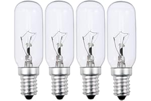 SUNNYLINN 40W Cooker Hood Light Bulb E14, SES Appliance Lamp Warm White 2700K Dimmable, T25 Tubular Light Bulbs Small Edison Screw, Extractor Fan Bulb Screw Fit (4-Pack).