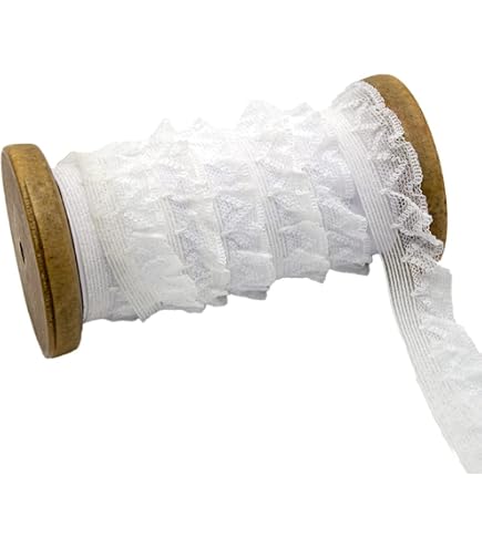 Ruban Dentelle Froncé Double Couche Satin 5 M X 5,5 Cm – Rouge, Pour Couture Mariage, DIY, Décoration Artisanat Vêtements