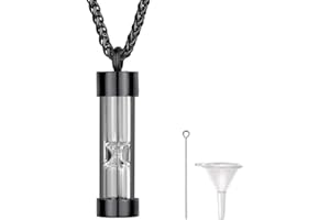 Richsteel Colgante Cenizas Personalizable Huella de Mascota - Reloj de Arena - Luna Gato - Virgen Milagrosa Collar Acero Inoxidable para Mujeres Hombres, Gratis Caja de Regalo