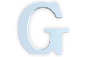 KOPPER-24 Lettres décoratives en bois blanc 20 cm 18 cm d'épaisseur lettres en bois à peindre alphabet mur pour enfants nom café mariage anniversaire fête maison déco lettre autoportante (G)