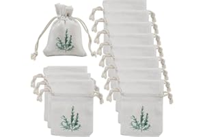 ‎HIOIP Hioip 12 Stück Lavendelsäckchen Leer, Duft Lavendel Beutel mit Kordelzug, Leinensäckchen, Duftsäckchen Lila Blumendruck Lavendelblüten Säckchen für Gewürze Zum Befüllen (120g) (Rosmarin/Weiß)