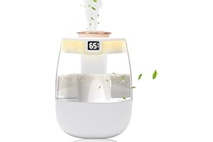 Gohytal Umidificatore Ambiente Doppio Spruzzo Con Nebulizzatore a 360° Super Silenzioso, Luce per Camera da Letto, Cameretta dei Bambini, Piante, Ufficio