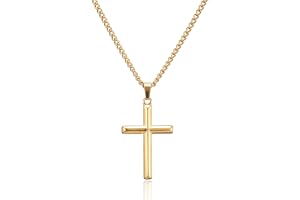AFSTALR Korskedja för män, fasade kanter guld/silver/svart rostfritt stål korshalsband, religiösa gåvor smycken för män kvinn