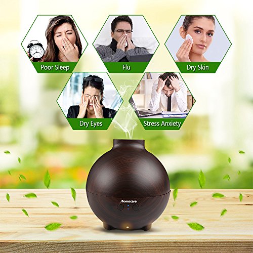Aroma Diffuser 600ml YFeel Diffusor Luftbefeuchter Oil Düfte Humidifier Holzmaserung für Wohnzimmer, Kinderzimmer, Schlafzimmer, Baby- und Yogazimmer, SPA, Büro usw. (Dunkle Holzmaserung) - 5