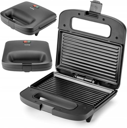 Huslog QuickBite Panini - Tostapane antiaderente, 1000 W, colore: Nero