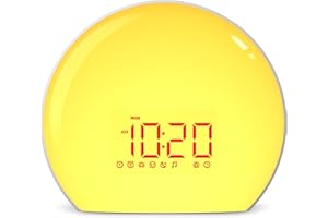 Magicteam Sunrise Alarm Clock Wake Up Light with 25 Soothing Sounds Simulation Dual Alarms Bedroom Kids Adults Heavy Sleepers 12 Colors Nightlight Sleep Aid Snooze Timer Mode (White)