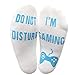 Produktbild VJGOAL Männer Socken, Damen Unisex 'Bitte Nicht stören' Funny Great Gamer Gifts Brief Print Ankle Shorts Winter warme Baumwollsocken Blau,1 PC