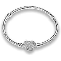 KUNSIR Bead Charm Ciondolo Argento Sterling 925 con Cubic Zirconia