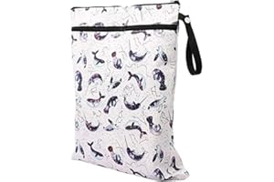 Fayeille Imperméable Mouillé Sac avec Double Éclair, Réutilisable Couche-Culotte Sac pour Voyage, Plage, Couches, Dirty Gym Vêtements, Mouillé Maillots, Jouets - Blanc