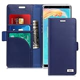 Coque Galaxy Note 8, Coque Samsung Galaxy Note 8, Étui Galaxy Note 8, Fyy® [RFID portefeuille blocage] [Cuir Véritable] fait main Housse portefeuille avec Béquille Protecteur de carte de crédit pour Samsung Galaxy Note 8 2017 Bleu Foncé