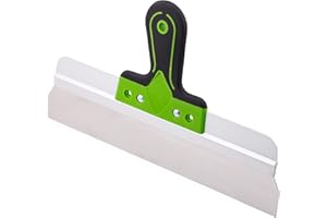 Mivos Flächenspachtel Breitspachtel aus Rostfreiem Edelstahl 350 x 60 mm - Fassadenspachtel mit 60 mm Klingenlänge - Glättspachtel 350 mm Breit mit Softgriff - Made in EU