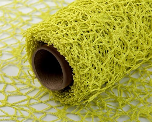 Decorative Fabric Cotton ROLL Table Runner Decorative Mesh Netting Mesh Ribbon Table Runner, Textile Mesh, Available in a Range of Colours, COTTON, lime, 9 m x 5 cm