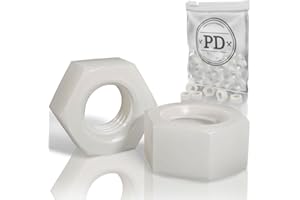 PD Dadi plastica M8 (DIN 555 / ISO 4034) | Dadi esagonali in nylon PA | Dado plastica con scanalatura esagonale per viti, bulloni filettati e aste filettate | 10 pezzi