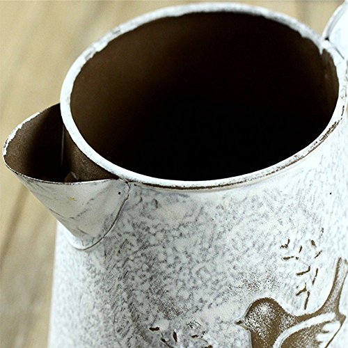 Französisch Stil Weiß Shabby Chic Mini-Metall-Pitcher Blumen-Vase mit Vintage Vogel Dekorative, Schmiedeeisen manuelle Pflanzen Vase mit Klassik - 2
