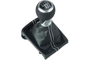 Newtown2700-parts perforierter Schaltknauf, Schaltsack und Rahmen - weisse Naht - 6 Gang in Chrom-Matt Look