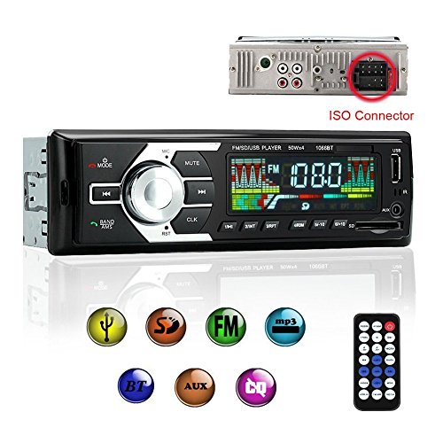 Radio de Coche de audio USB/SD/MP3 Receptor Bluetooth manos libres con control remoto Negro