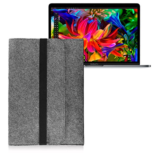 Notebook Tasche Sleeve Hülle für Apple Macbook Pro 15,6 Zoll Netbook Ultrabook Laptop Case aus strapazierfähigem Filz in Grau mit praktischen Innentaschen von NAUCI