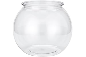 EASNEA Goldfish Bowl Plastic Fish Bowls Clear Small Fish Tank Transparent Aquarium Round Fish Tank Hydroponic Planter Container Fish Keeper for Home Office Table Decor (18cm)
