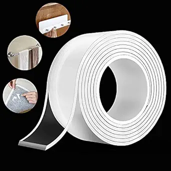 EPISKEY 3 Meter Double Sided Adhesive Silicon Grip Tape, Transparent Adhesive Heavy Duty, Heat Resistant,Multi-Functional, Removable, Washable, Sticky,No Trace,Anti-Slip Gel,Nano,Tape (3 Meter)