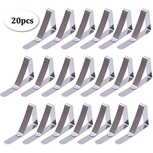 SMUER 20 fermatovaglia in Acciaio Inox Resistente, Ideale per PIC-nic, tendoni e Matrimoni (Argento)