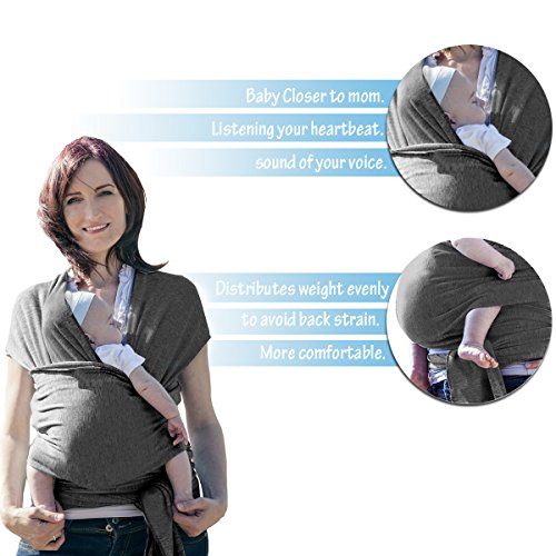 MTURE Babytragetuch, Babytrage für Männer und Frauen,Tragetuch Tragehilfe Sling Baby (Grau) - 2