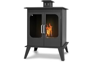 FRANKYSTAR Commodo kominek wolnostojący na bioetanolu, wolnostojący, biokominek podłogowy, styl vintage, 52 x 30 x wys. 78 cm