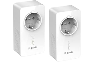 D-Link DHP-P601AV CPL 1000 mbps, Kit de 2 Adaptateurs HomePlug AV2 1000 HD Prise Intégrée - Idéal pour Profiter du Service Multi-TV à la Maison