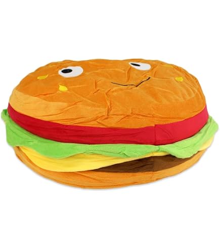 BEMIRO Burger Kuscheltier Mit Gesticktem Gesicht – Ca. 22 Cm, Weiches Polyester, Perfekt Zum Knuddeln