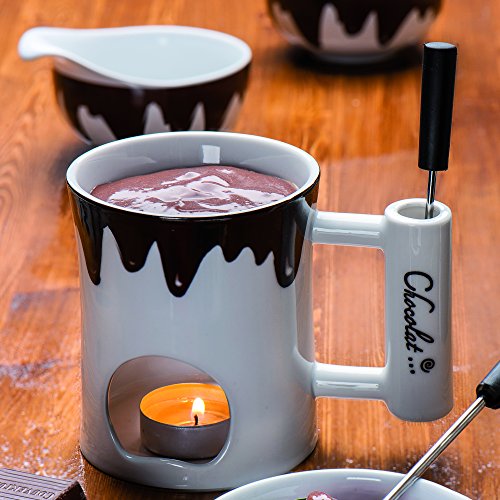 Keck & Lang GmbH 66486 Schokoladenfondue-Set, Porzellan, 3-tlg., 2 Personen, Blob, 125 ml - 2