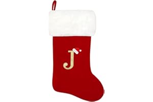GALER 20 Inches Christmas Stocking, Personalised Christmas Stockings with Letters, Super Soft Initial Xmas Stocking Large Monogram Xmas Stockings Red Names Gift for Holiday (J)