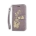 Produktbild Anlike Samsung Galaxy A3 2016 /SM-A310F (4,7 Zoll) Hülle, Schutzhülle für Samsung Galaxy A3 2016 /SM-A310F (4,7 Zoll) Wallet Tasche [Butterfly geprägte Serie Bronzing] Handyhülle - Grau