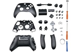 Hzxkqmil Full Housing Shell Kit Replacement for Xbox Series X/S Controller - Include Faceplates Case Middle Frame Side Rails ABXY Buttons LB RB Bumper Accessories (Black)