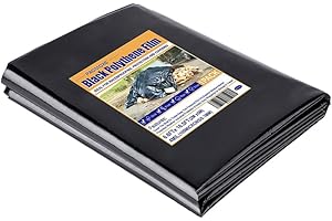 PROMORE Bâche en Plastique polyéthylène Noir très épaisse de 2 x 5M (125Mu /500G) revêtement d'étang, bâche de Construction Robuste en Plastique imperméable Couverture de Sol Jardin Peinture