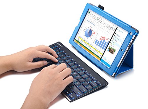 Supremery Bluetooth Tastatur Keyboard, Rückseite aus Aluminium – mit Hintergrundbeleuchtung (schnurlos) für MAC OS, Windows 10/ 8/ 7, IOS 9 / 8, Android (QWERTZ, deutsches Tastaturlayout) - 2