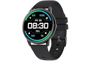 ASIAMENG Montre Connectée Homme Ronde Smartwatch Cardiofréquencemètre Montre Sport Podometre Etanche IP68 Suivi Sommeil Montre Intelligente Bluetooth Notification SMS et Appel per Android iOS Noir