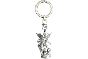Eurofusioni Portachiavi placcato argento San Michele Arcangelo – statuetta h 3,7 cm