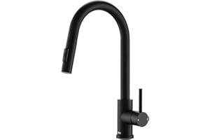 Tohlar Black Kitchen Tap with Pull-Down Sprayer, Modern Stainless Steel Single Handle Mixer Tap