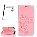 Produktbild Huawei Y625 Hülle, Huawei Ascend Y625 Schutzhülle, Alfort 3 in 1 Lederhülle Fashion Design Premium PU Leder Hohe Qualität Tasche Case Cover Kasten Abdeckung Wallet für Huawei Y625 / Huawei Ascend Y625 5.0" Smartphone Funktion Standfunktion Unterstützte Telefone und Magnetverschluss mit Schmetterling ( Rosa ) + Alfort Schwarz Stylus Pen + Netter Staub Stecker