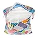 Baby Protable Nappy Reusable Washable Wet Dry Cloth Zipper Waterproof Diaper Bag with Colorful Checked Pattern