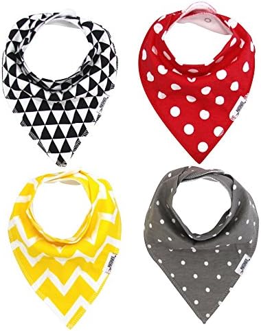 ComfortableBABY Unisex 4 Pack Bib with Snaps - Best for Babies Drooling, Teething and Feeding Perfect Baby Shower Gift for Boys & Girls (Comfortable BIBS A)