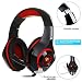 Produktbild Jintime Gaming Headset für PS4/PC mit Mikrofon, Stereo Bass Surround Noise Cancelling Kopfhörer, 3,5 mm Stecker mit Klettverschluss Kabelbinder Weiche Über-Ohr-Pads für iPhone/Samsung/LG/Xiaomi (Red)
