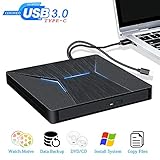 VIELSEITIG und TRAGBAR - Das USB DVD Laufwerk Kann für die Hochgeschwindigkeits-Wiedergabe von DVD / CD verwendet werden, um Systeme / Spiele zu installieren, Songs zu brennen, Dateien zu lesen oder umzuschreiben datei. Unterstützung für CD-Extra, CD ± R / RW, DVD ± R / RW, DVD-ROM, DVD-RDL, DVD-RAM. Ultradünn, tragbar