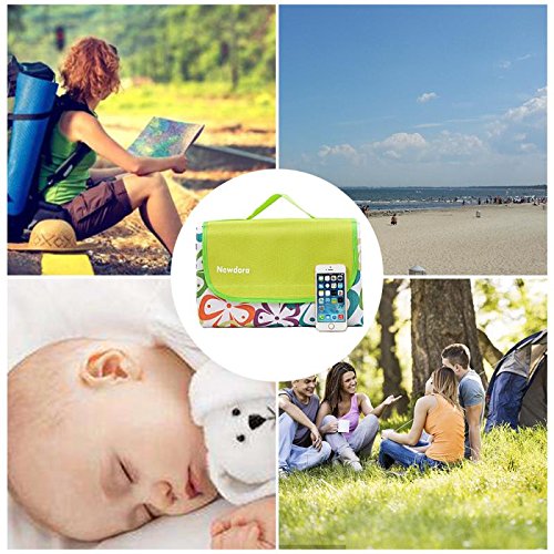Newdora 180 x 145 cm Picknickdecke Picknickmatte Wasserdichte Stranddecke Baby Strand Matte Außendecke Campingdecke Matte Sandlose Strandmatte - 6