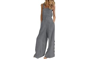 Laonajkd Mono para Mujer 2023 Pantalones Ancha Sin Mangas ​Color Sólido Ligeros Vintage Verano Moda de Pantalones Pantalón de Playa Mono Largo Mujer Casual Mono de Tirantes de Veran